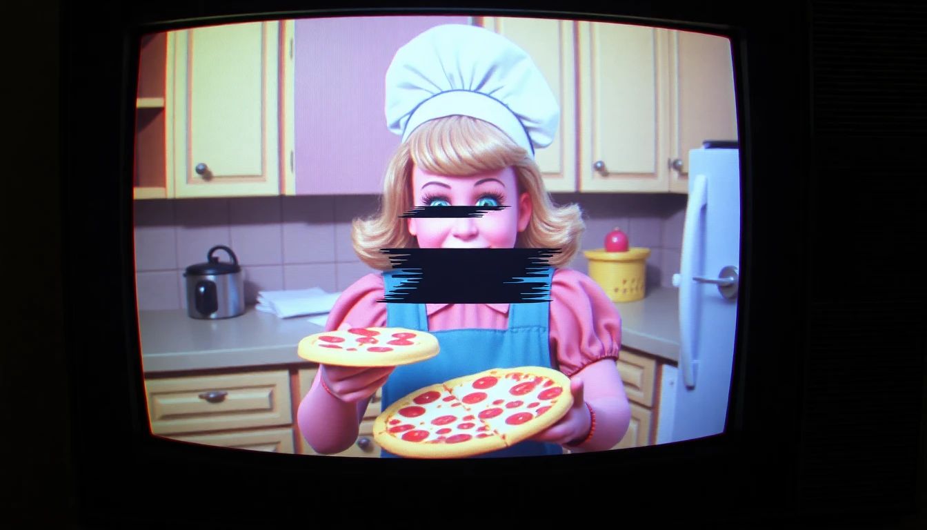 Corrupted VHS tape footage of Betty's Baking Bonanza